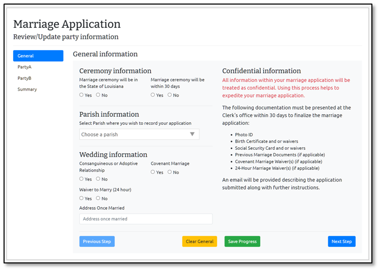 How to apply online for a Louisiana Marriage License eClerks LA